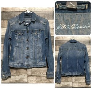 Eddie Bauer Jean Jacket Women’s XS Light Wash Blue Denim Stretch Trucker